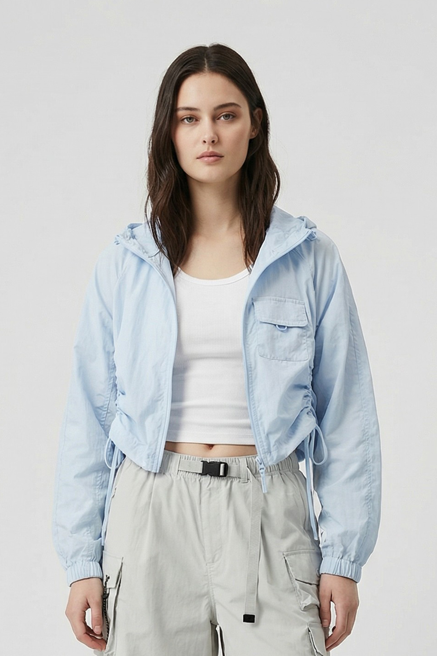 抗曬瞬涼 連帽抽皺連帽外套(女)