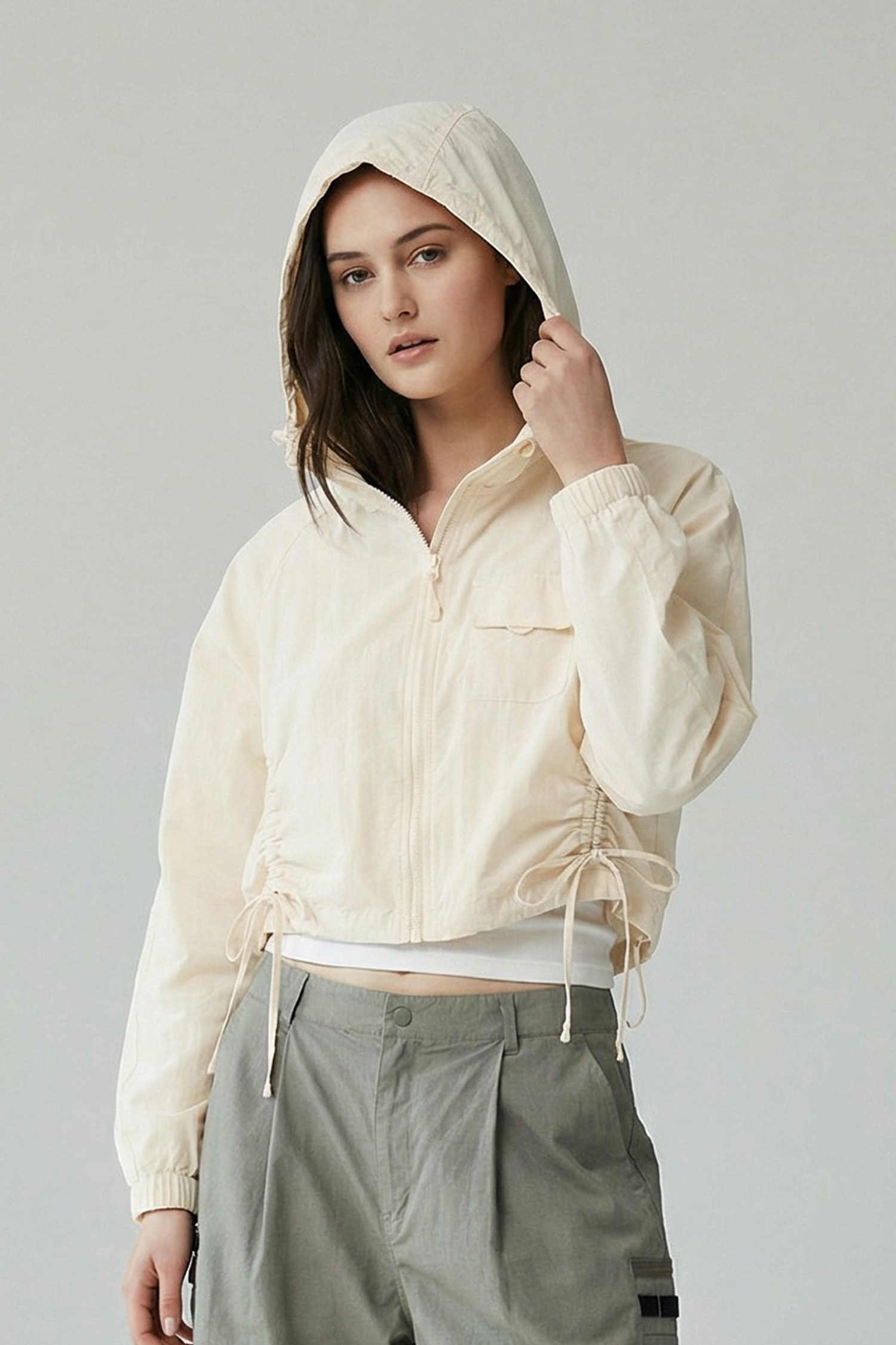 抗曬瞬涼 連帽抽皺連帽外套(女)