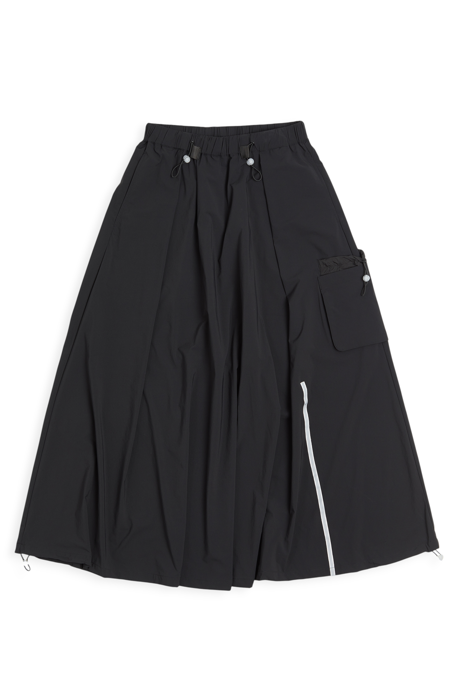 躍動機能 貼口袋抽皺下襬長裙(女)