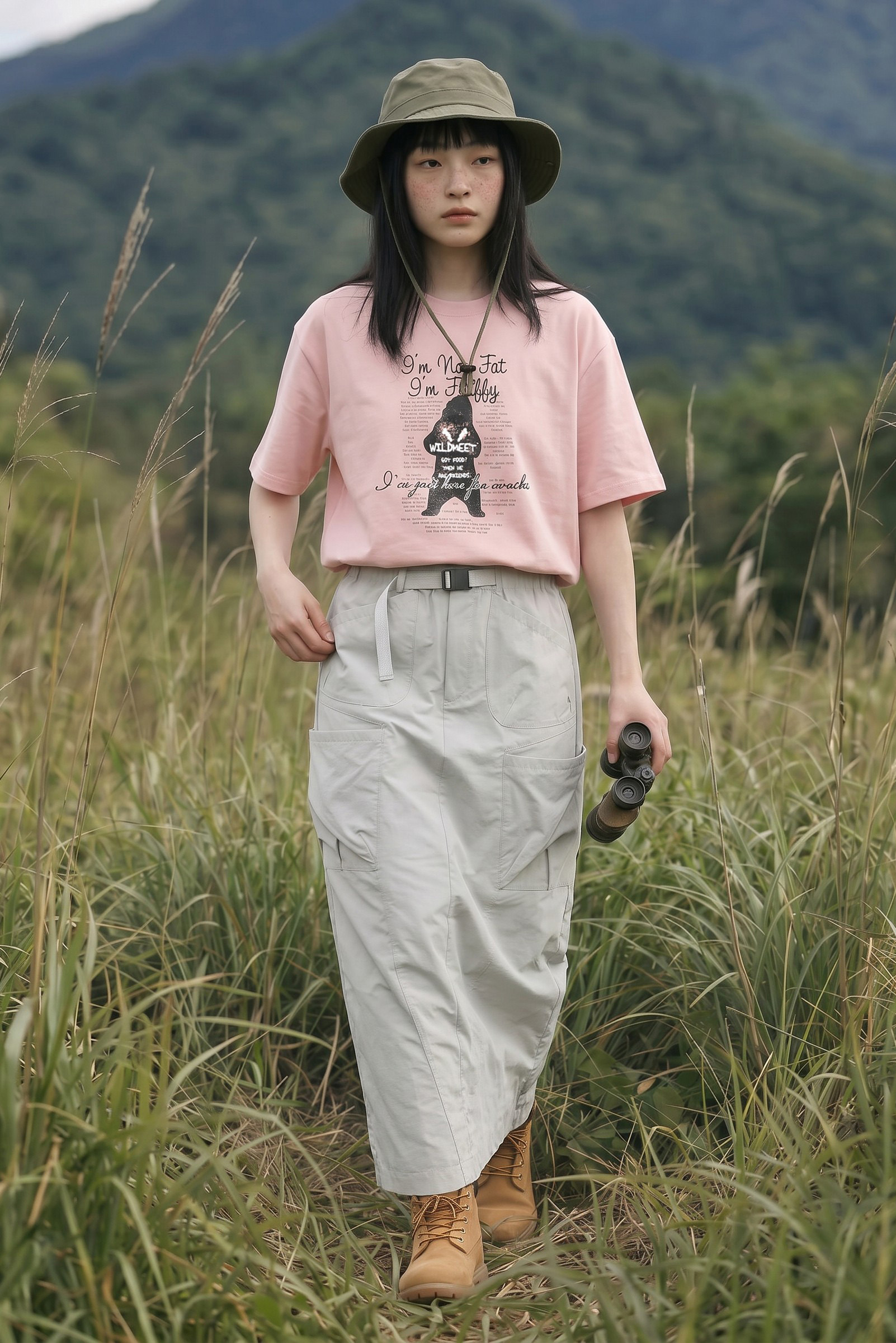抗曬瞬涼 細格紋機能長裙(女)
