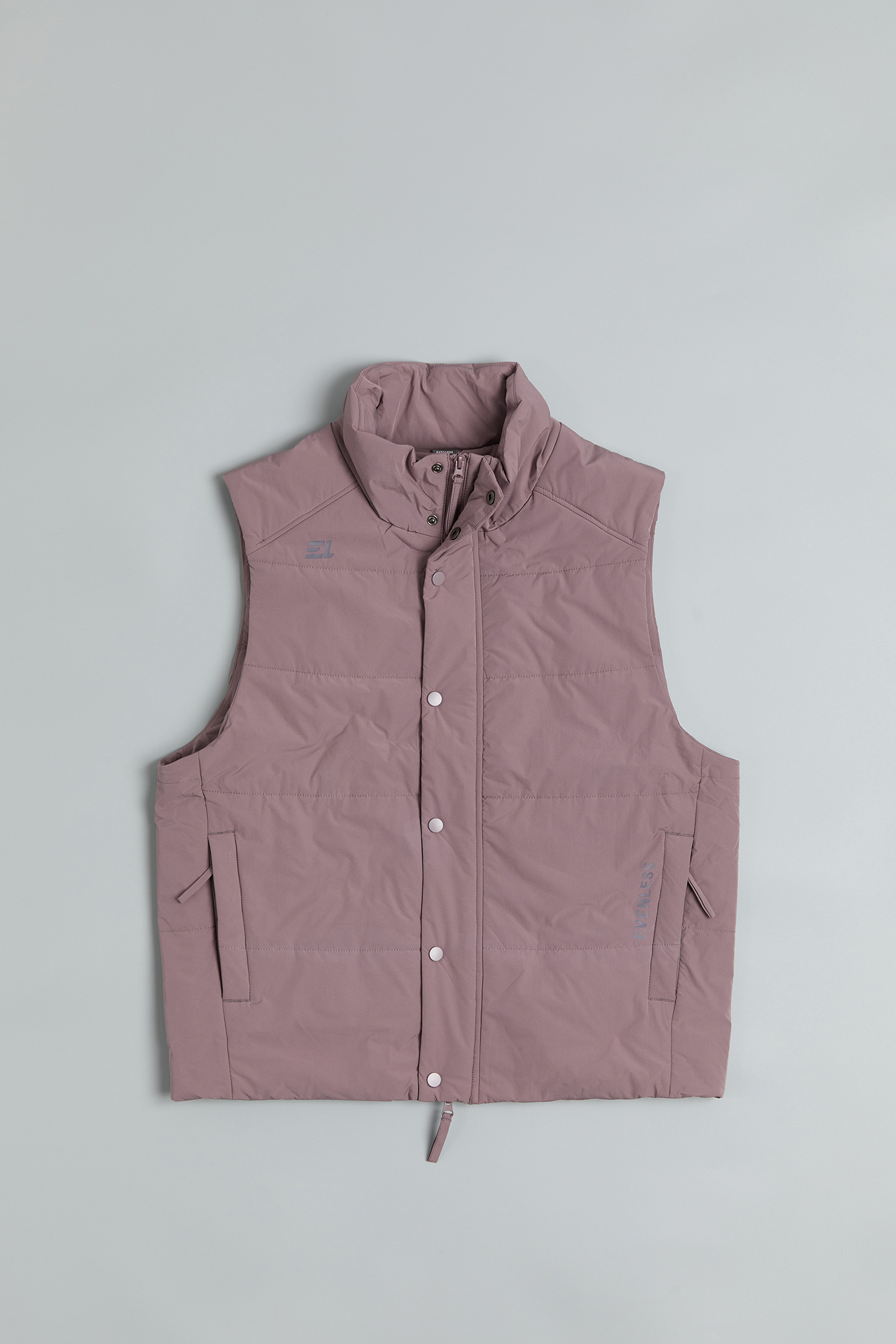 高領大格鋪棉背心