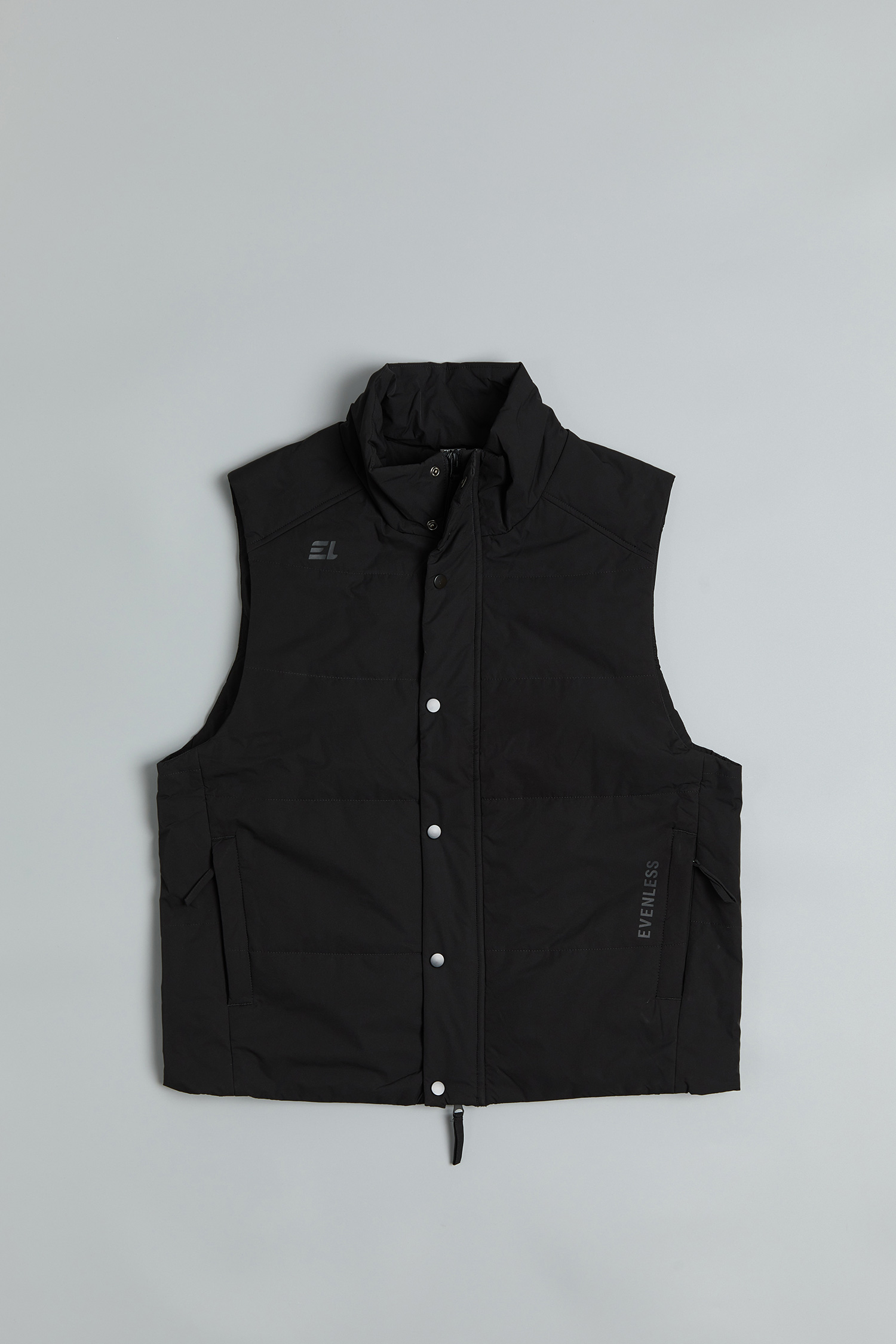 高領大格鋪棉背心