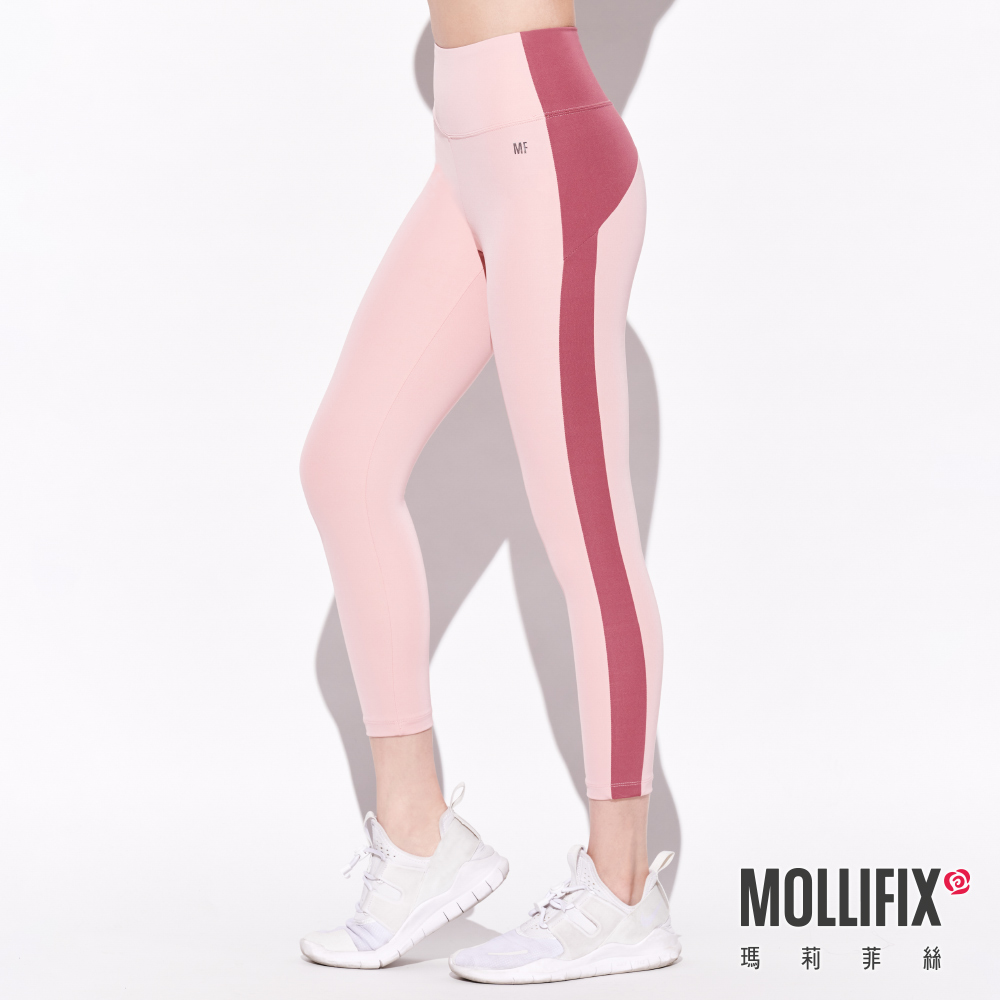 MOLLIFIX 環保弧線拼接七分動塑褲