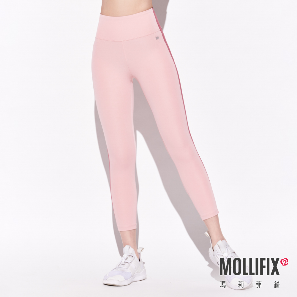 MOLLIFIX 環保弧線拼接七分動塑褲