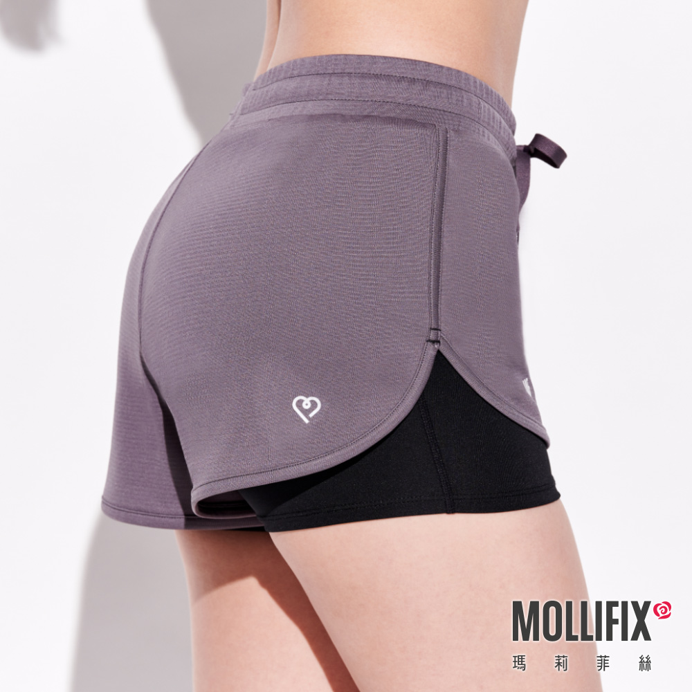 MOLLIFIX 環保雙層撞色運動短褲