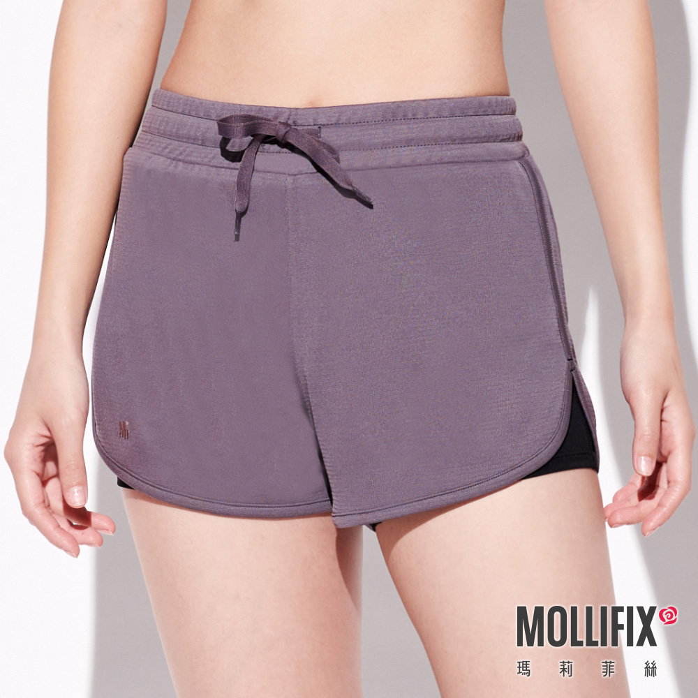 MOLLIFIX 環保雙層撞色運動短褲