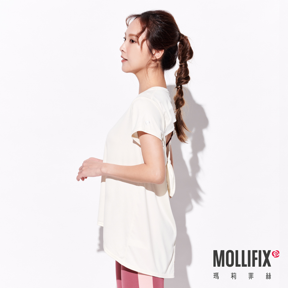 MOLLIFIX 環保美背後綁結短袖上衣