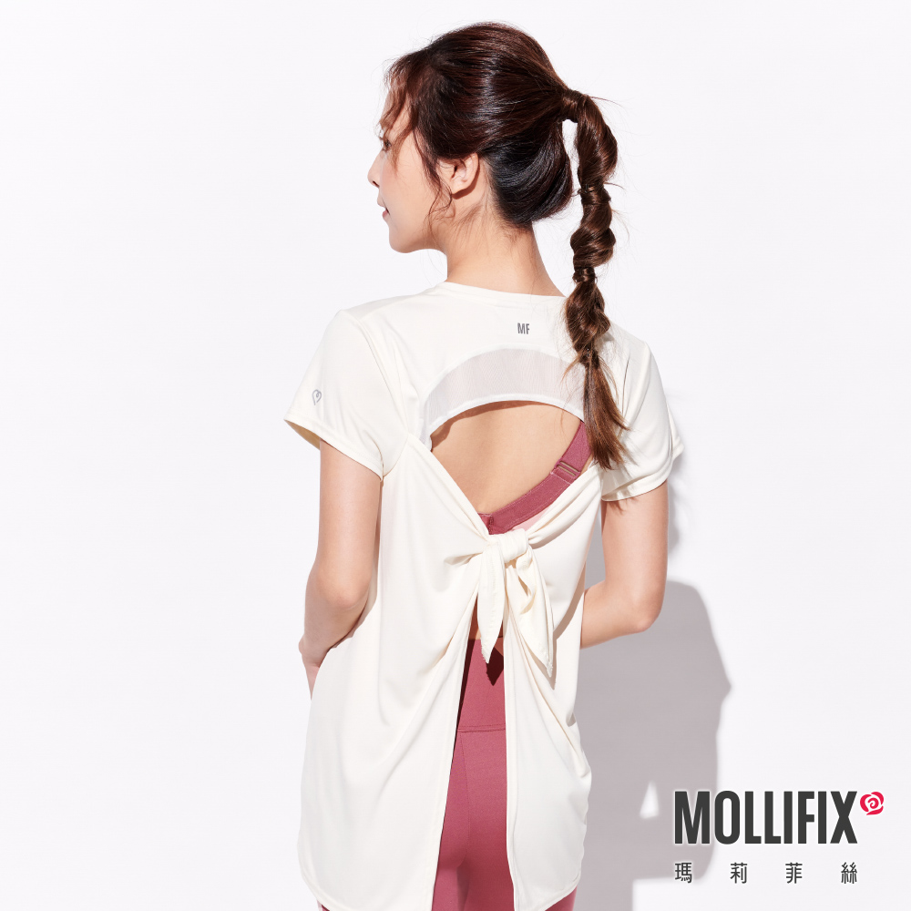 MOLLIFIX 環保美背後綁結短袖上衣