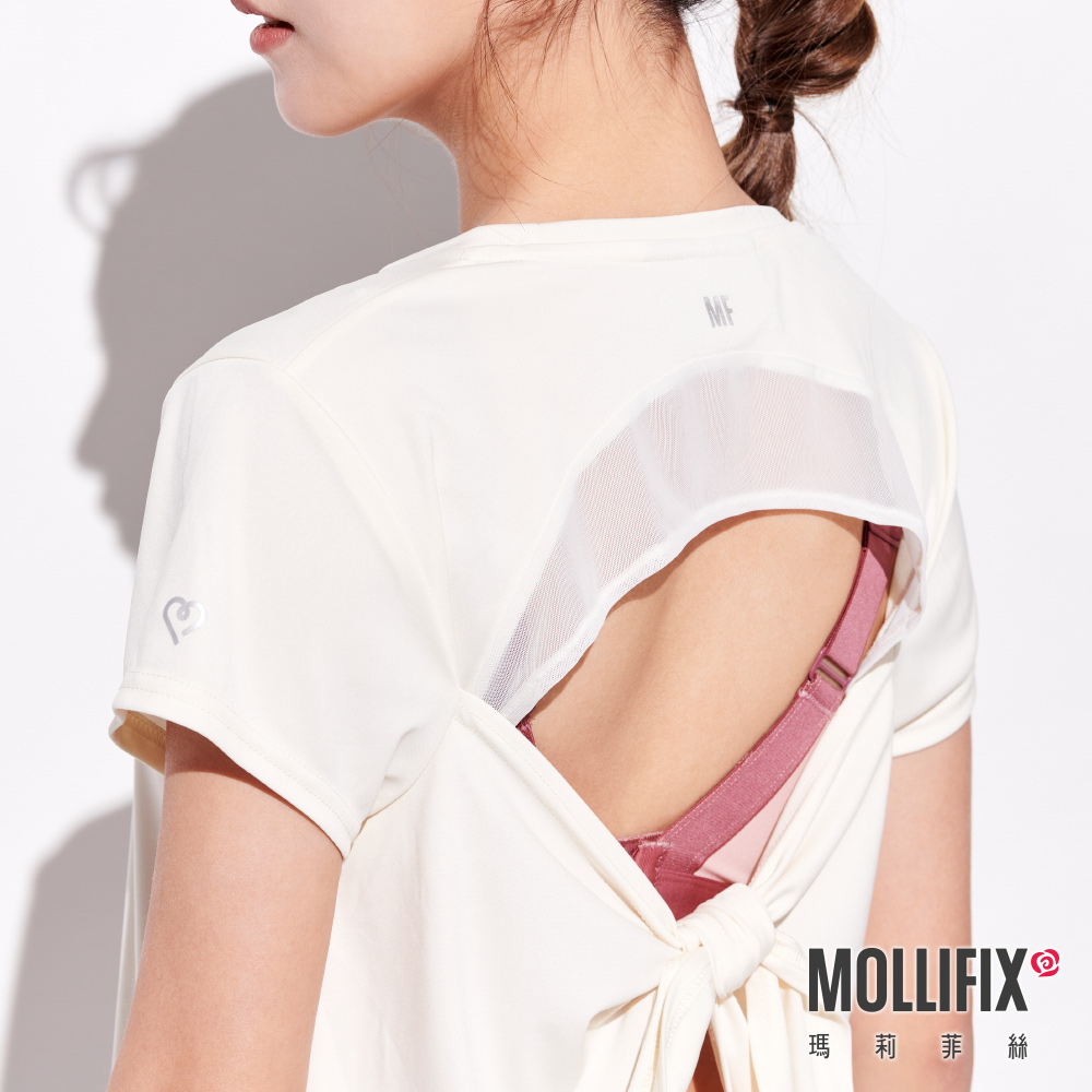 MOLLIFIX 環保美背後綁結短袖上衣