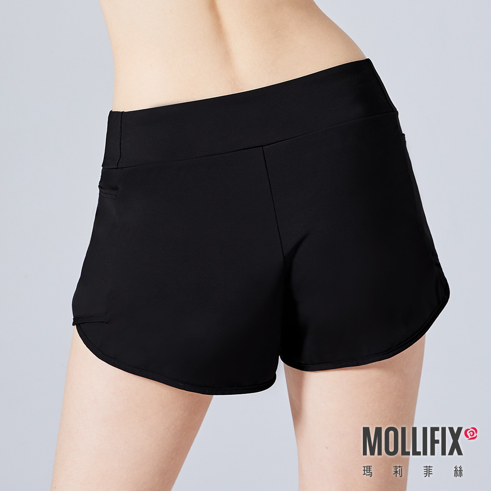 MOLLIFIX 好動雙層運動短褲 (黑)