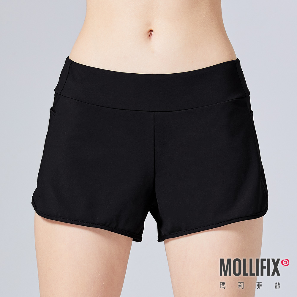 MOLLIFIX 好動雙層運動短褲 (黑)