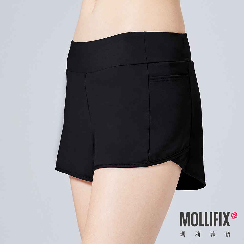MOLLIFIX 好動雙層運動短褲 (黑)