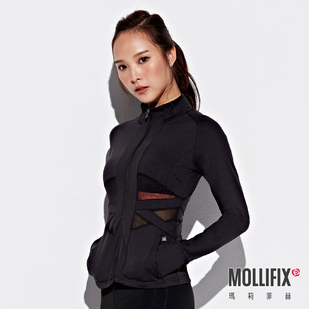 MOLLIFIX 交織透網彈性修身運動外套