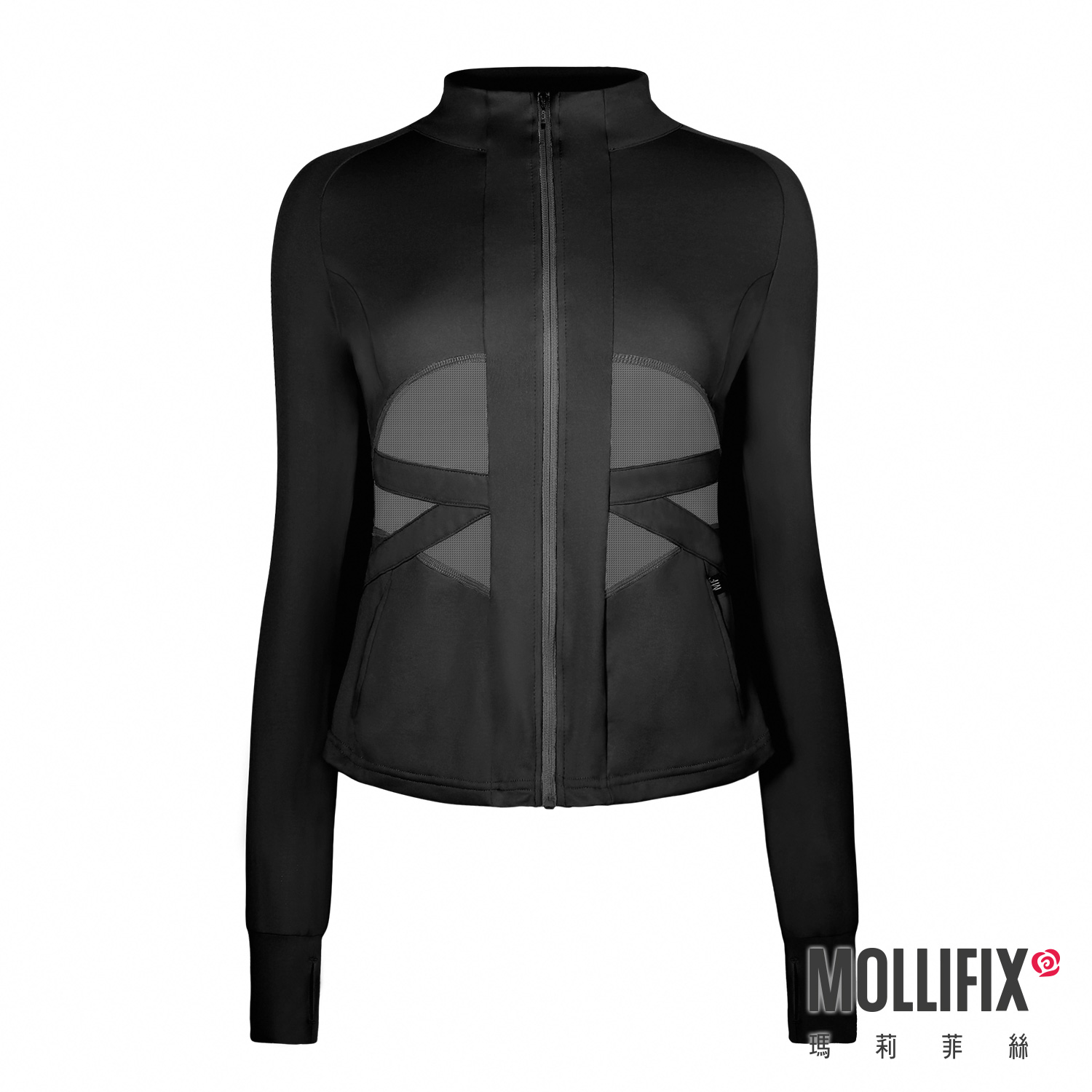 MOLLIFIX 交織透網彈性修身運動外套
