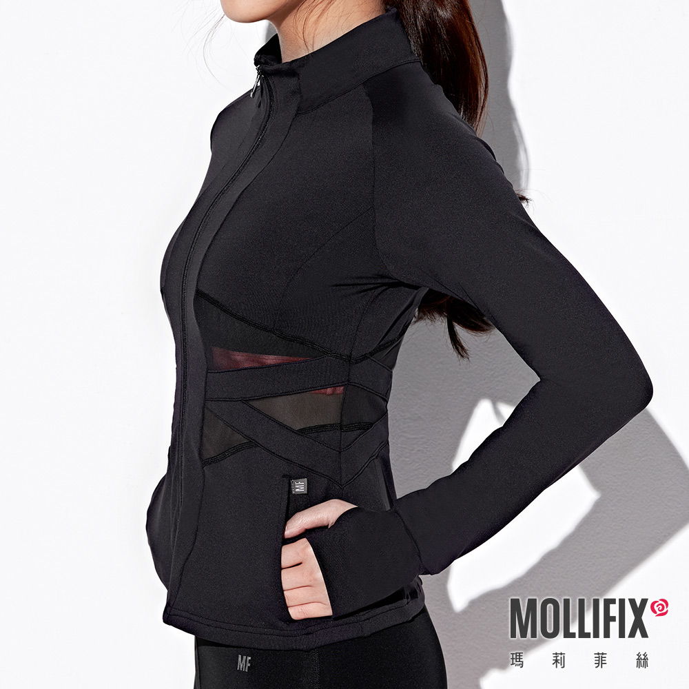MOLLIFIX 交織透網彈性修身運動外套