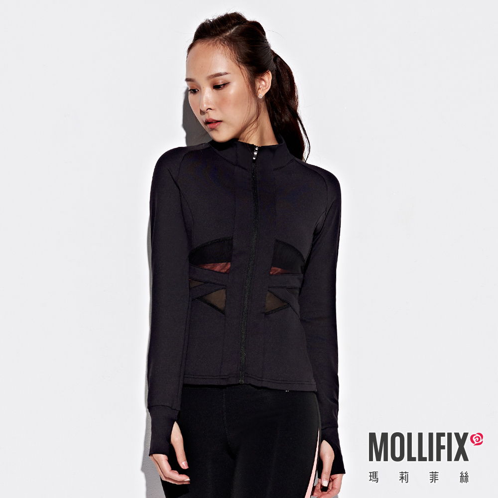 MOLLIFIX 交織透網彈性修身運動外套