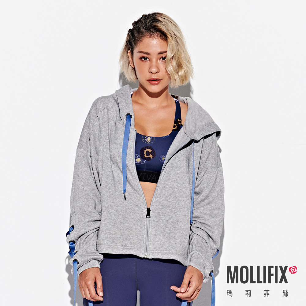 MOLLIFIX 街頭率性袖抽繩連帽外套