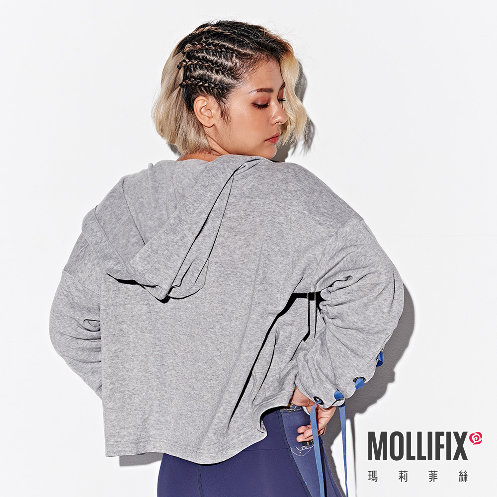 MOLLIFIX 街頭率性袖抽繩連帽外套