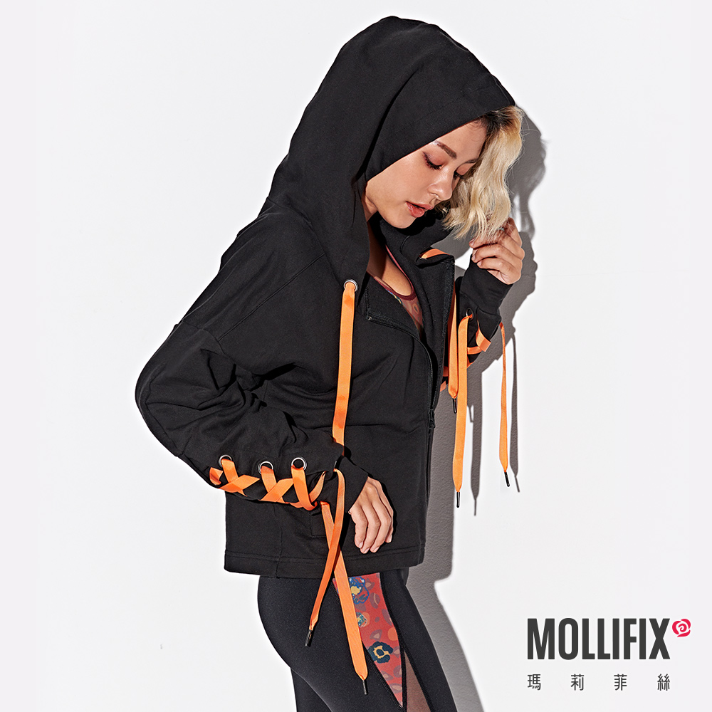 MOLLIFIX 街頭率性袖抽繩連帽外套