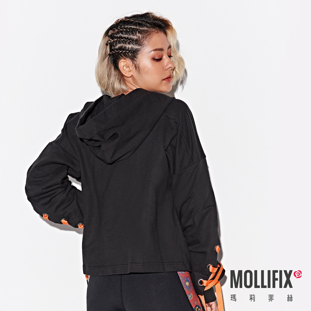 MOLLIFIX 街頭率性袖抽繩連帽外套
