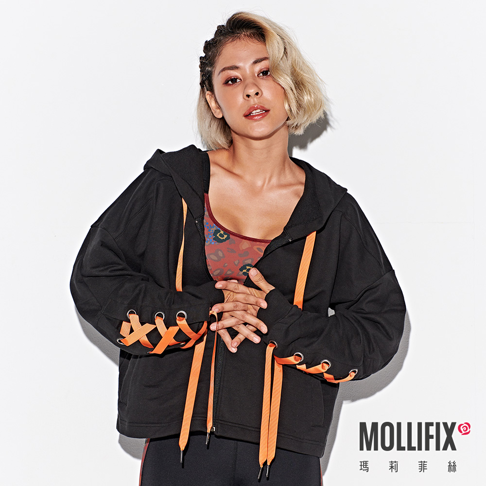MOLLIFIX 街頭率性袖抽繩連帽外套