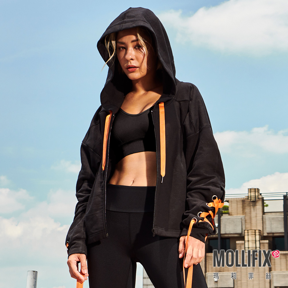 MOLLIFIX 街頭率性袖抽繩連帽外套
