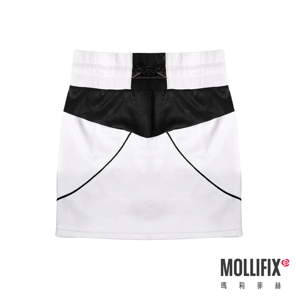 MOLLIFIX 浮凸雕花撞色休閒短裙