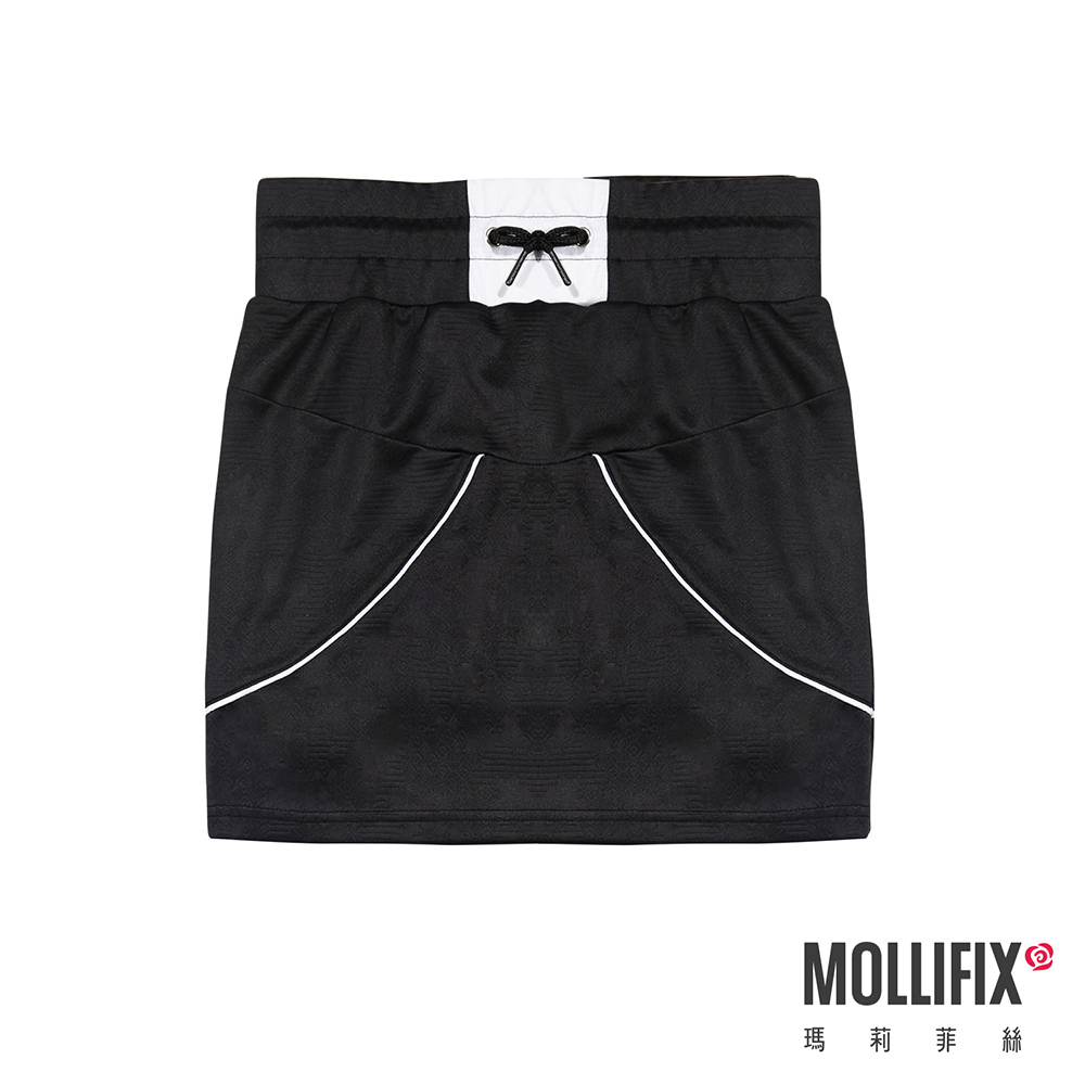 MOLLIFIX 浮凸雕花撞色休閒短裙