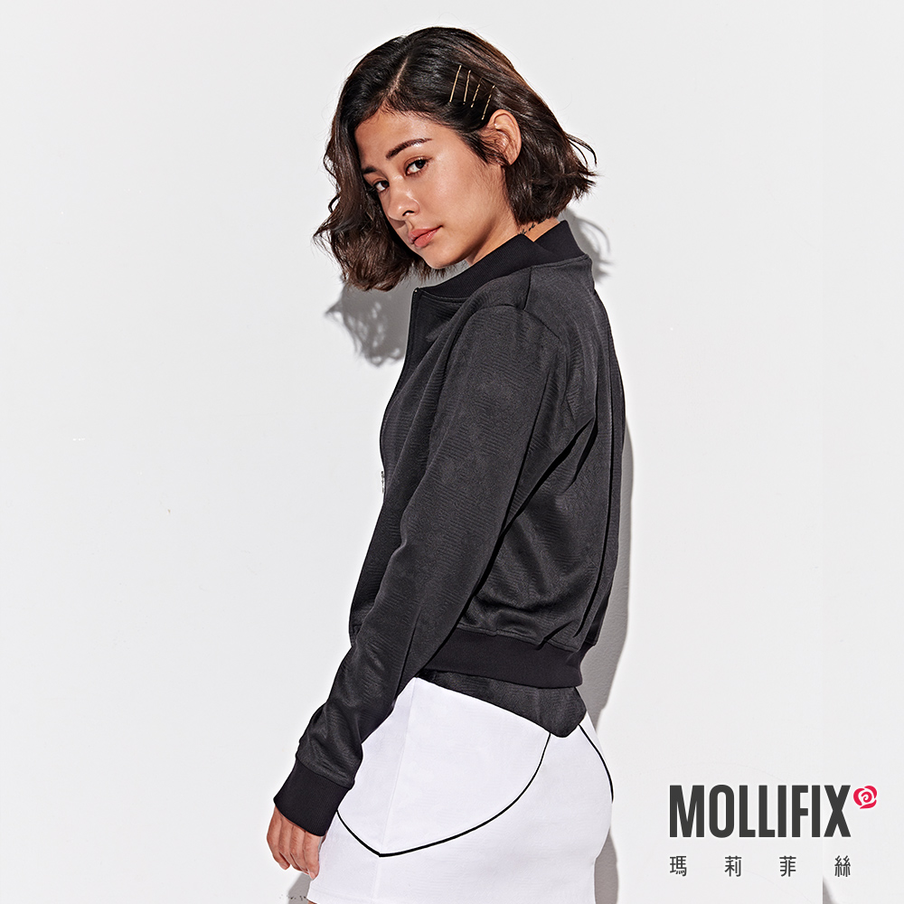 MOLLIFIX 浮凸雕花俐落飛行外套