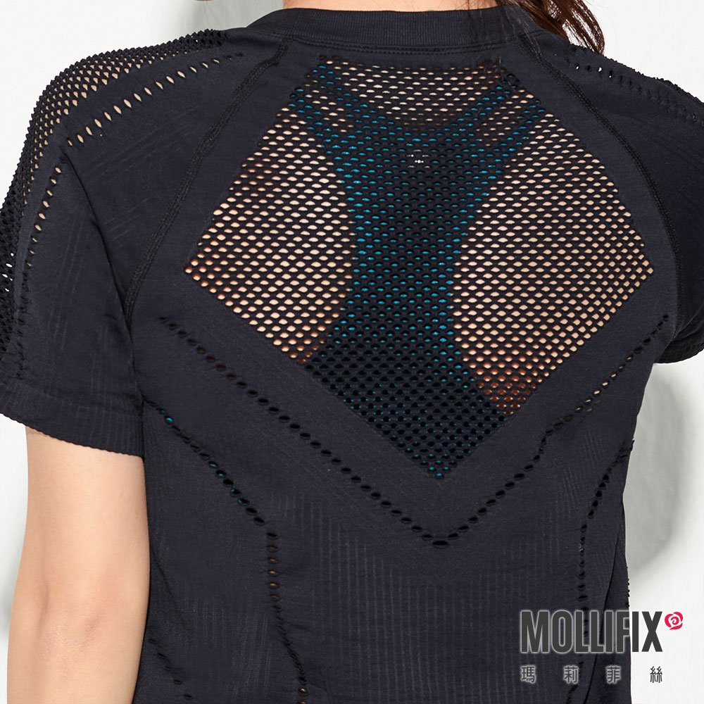 MOLLIFIX 無縫網眼透氣短袖訓練衣