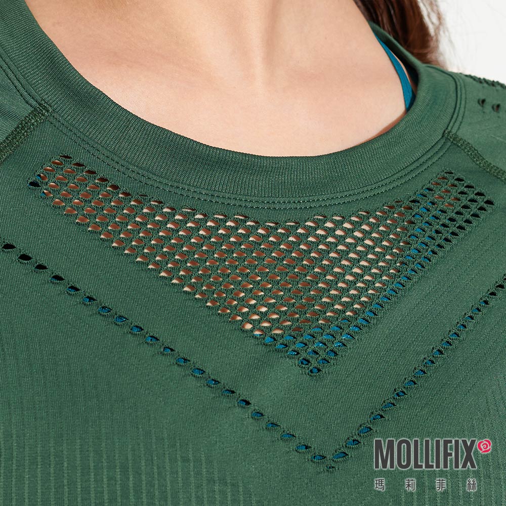 MOLLIFIX 無縫網眼透氣短袖訓練衣