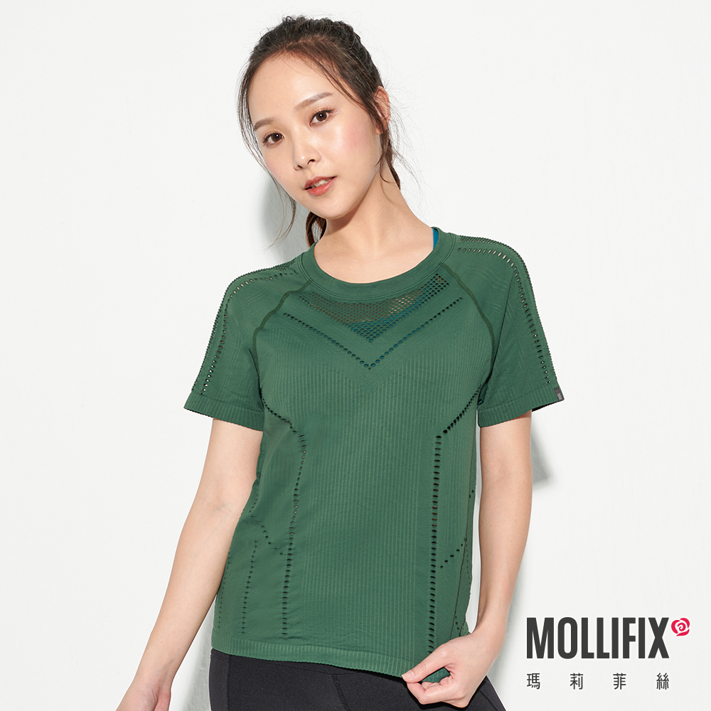 MOLLIFIX 無縫網眼透氣短袖訓練衣