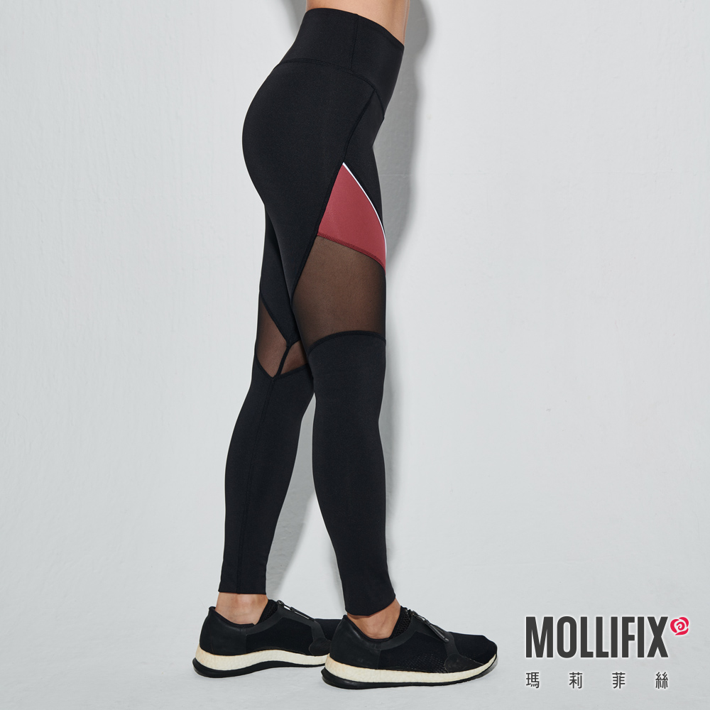 MOLLIFIX 透網撞色訓練動塑褲