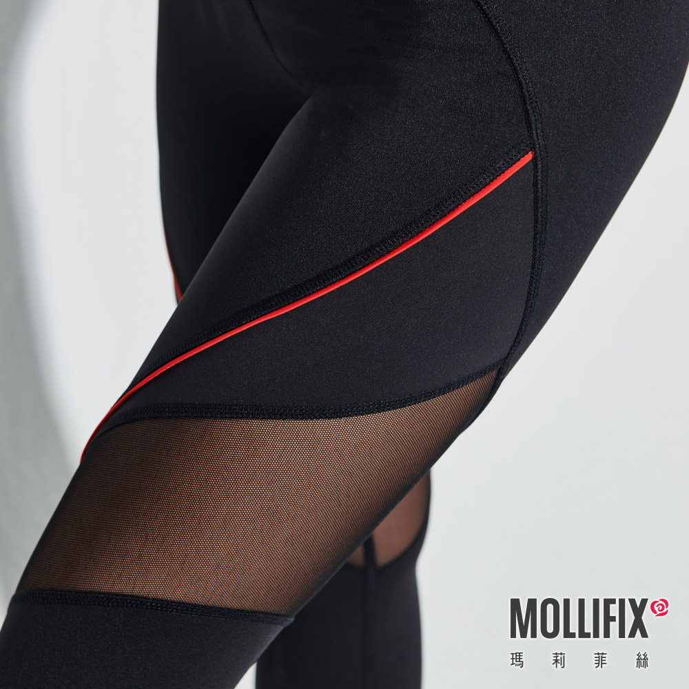 MOLLIFIX 透網撞色訓練動塑褲