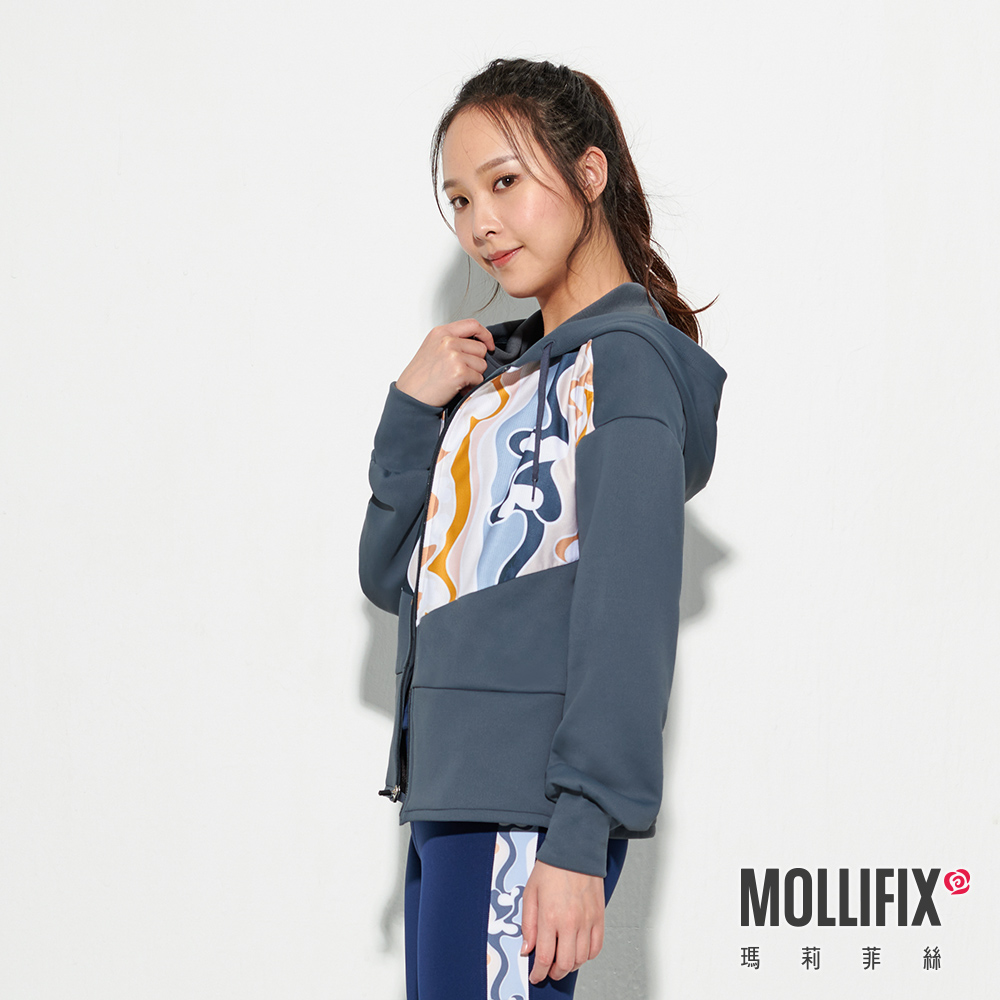 MOLLIFIX 潮流拼接印花連帽外套