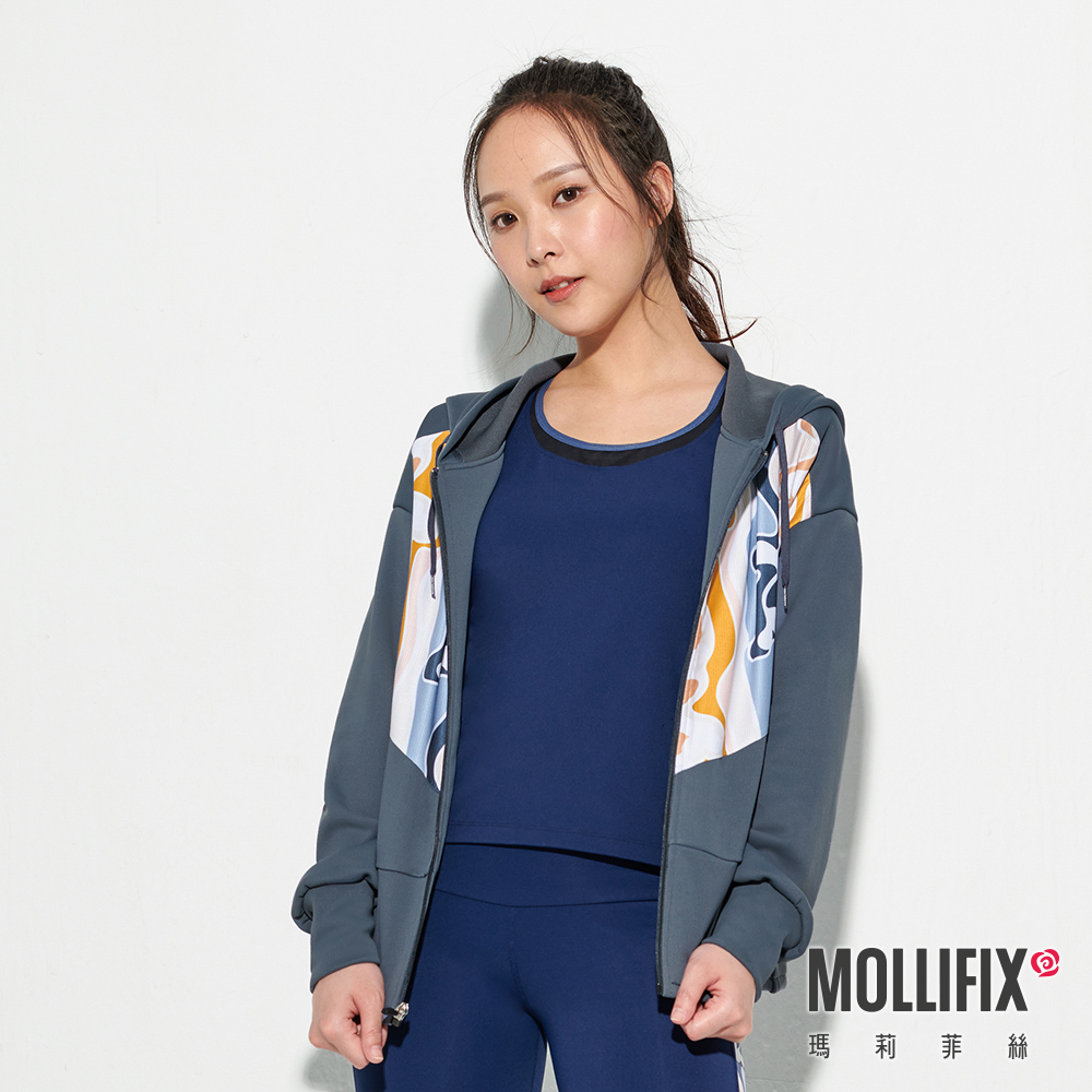 MOLLIFIX 潮流拼接印花連帽外套
