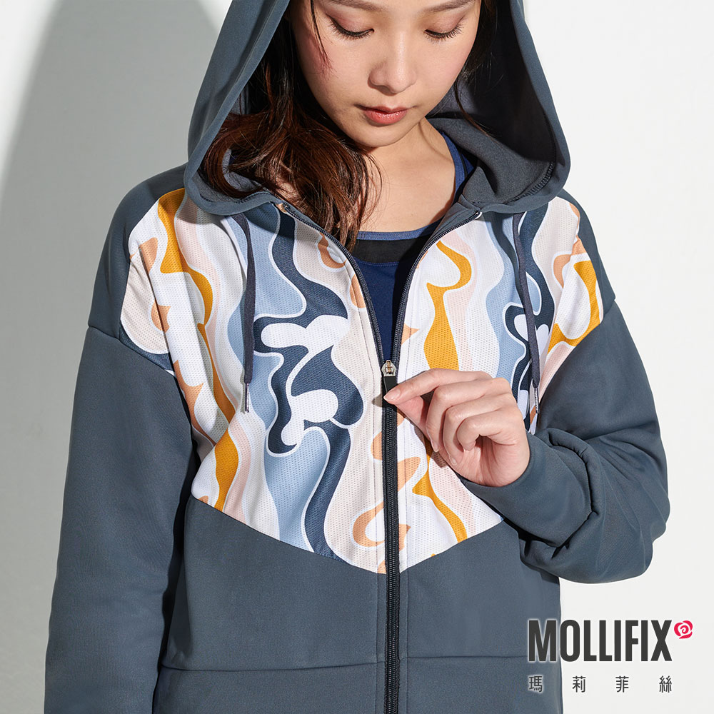 MOLLIFIX 潮流拼接印花連帽外套