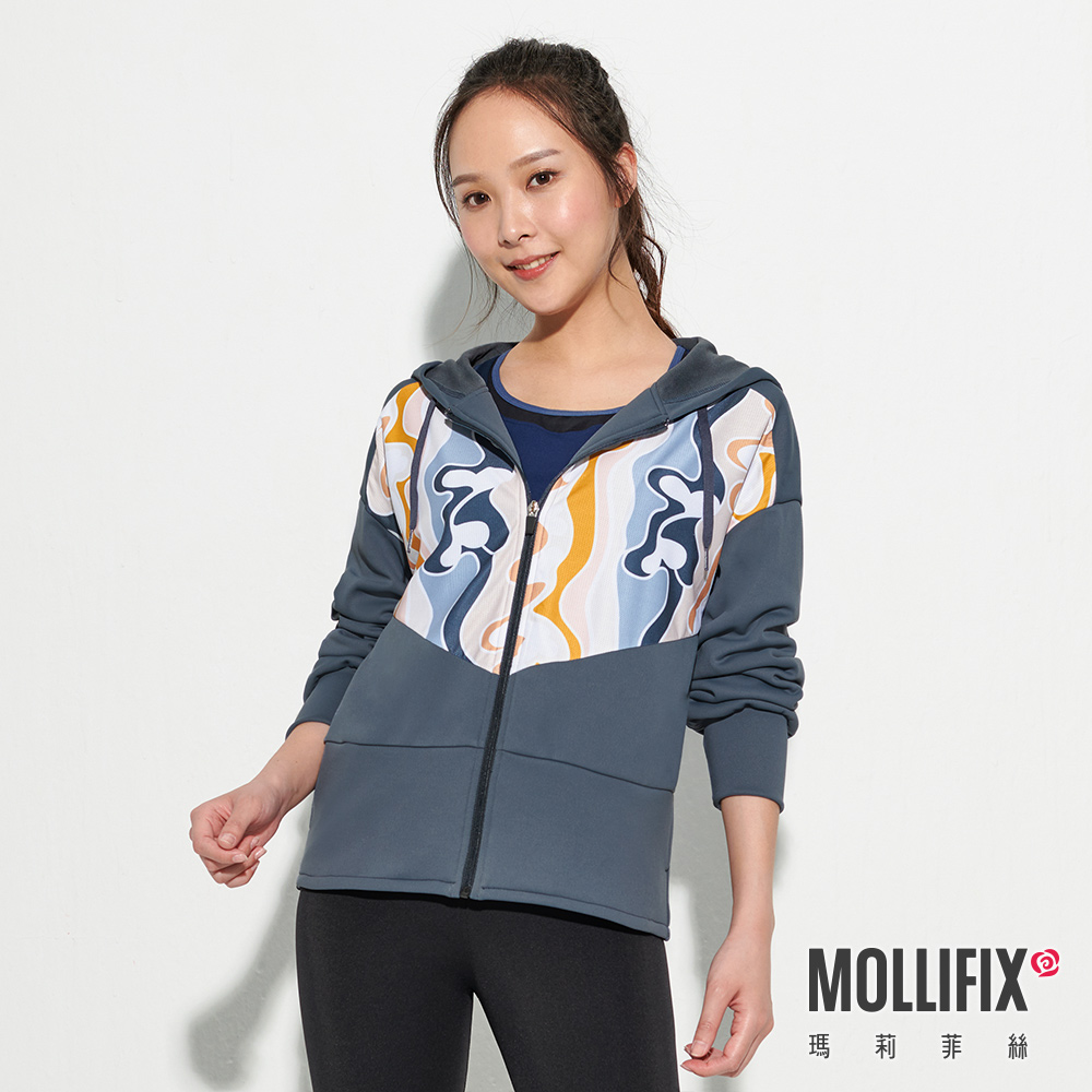 MOLLIFIX 潮流拼接印花連帽外套