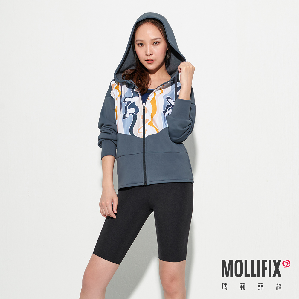 MOLLIFIX 潮流拼接印花連帽外套