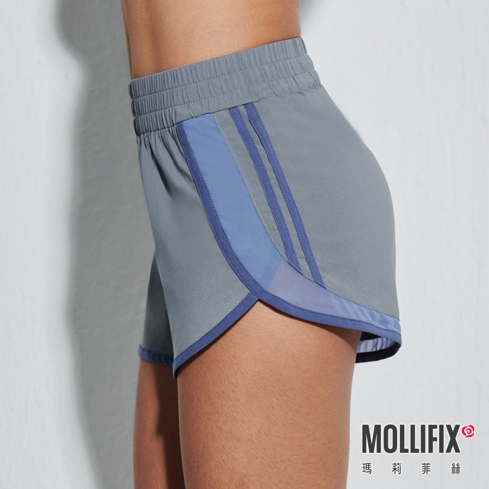 MOLLIFIX 輕量側條紋透紗運動短褲