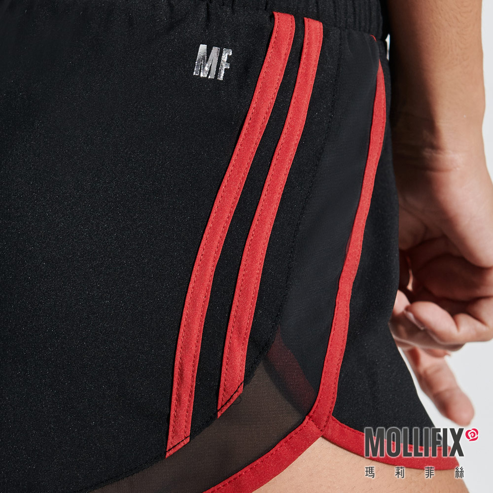MOLLIFIX 輕量側條紋透紗運動短褲