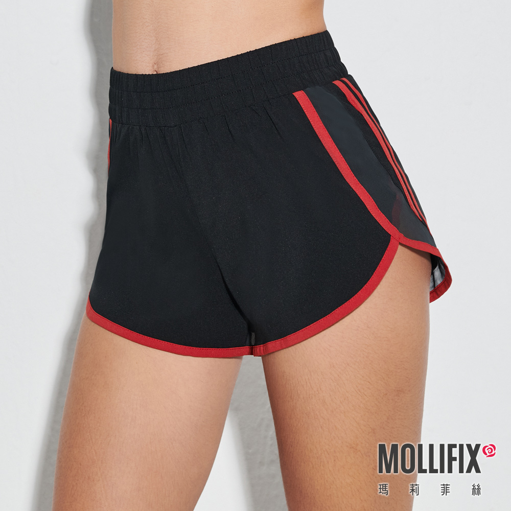 MOLLIFIX 輕量側條紋透紗運動短褲