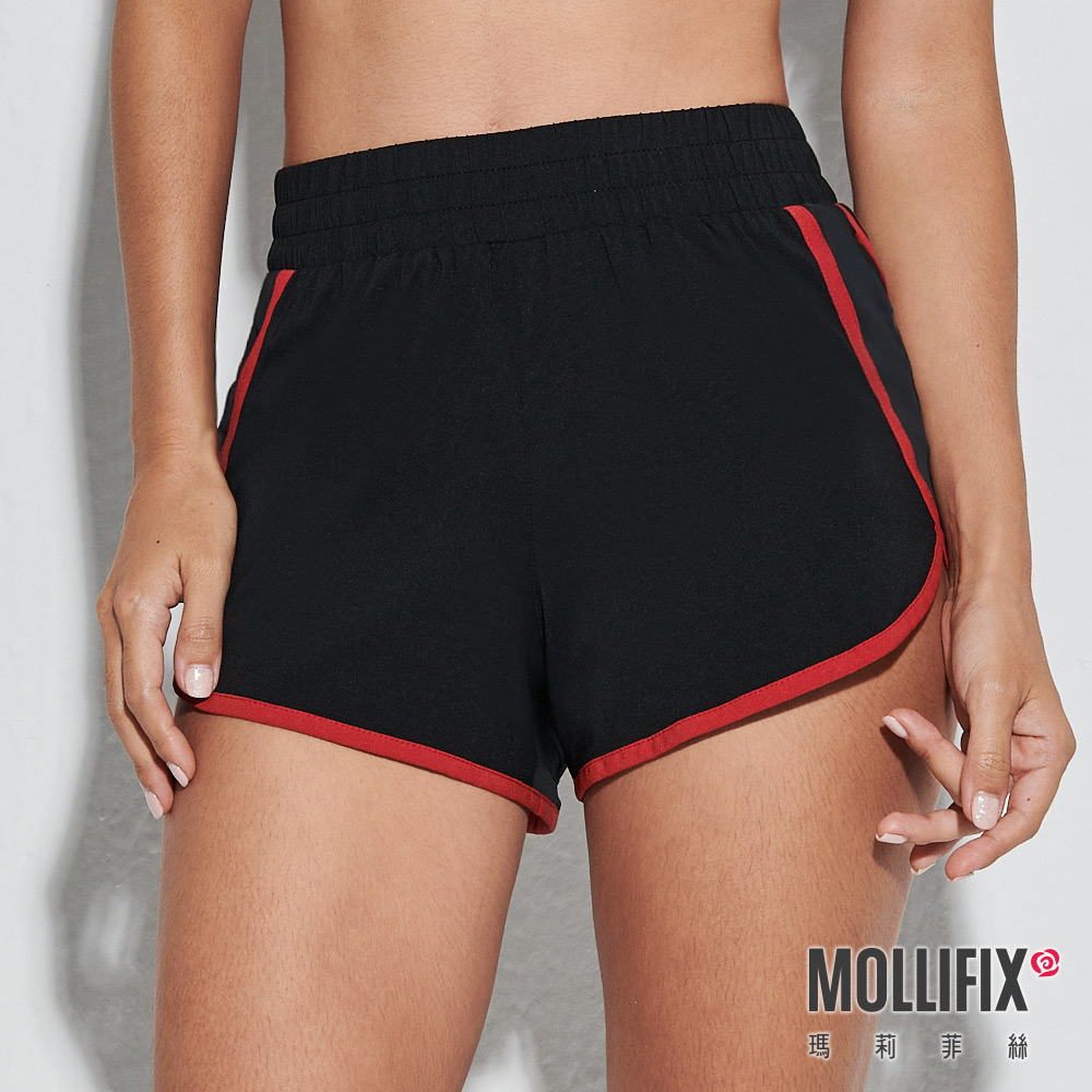 MOLLIFIX 輕量側條紋透紗運動短褲