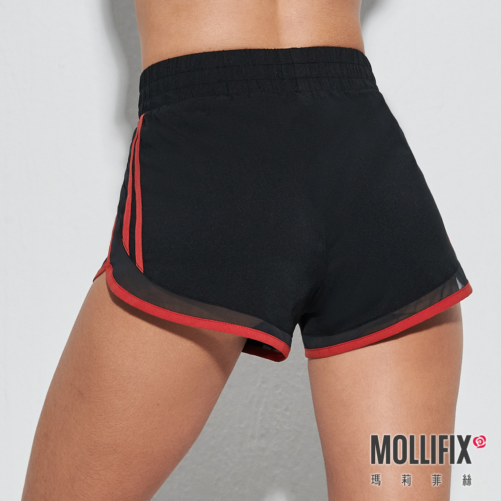 MOLLIFIX 輕量側條紋透紗運動短褲