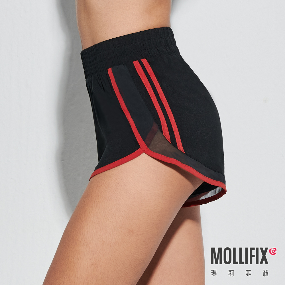 MOLLIFIX 輕量側條紋透紗運動短褲
