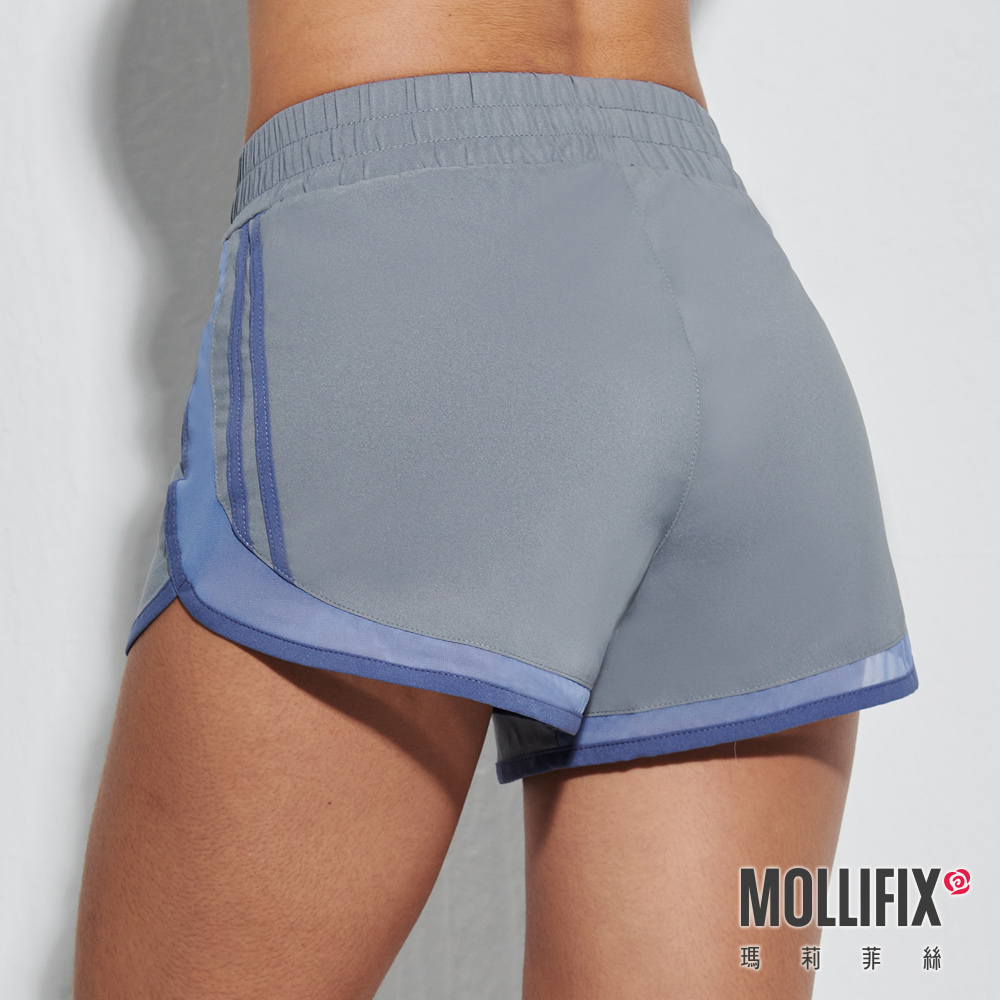 MOLLIFIX 輕量側條紋透紗運動短褲