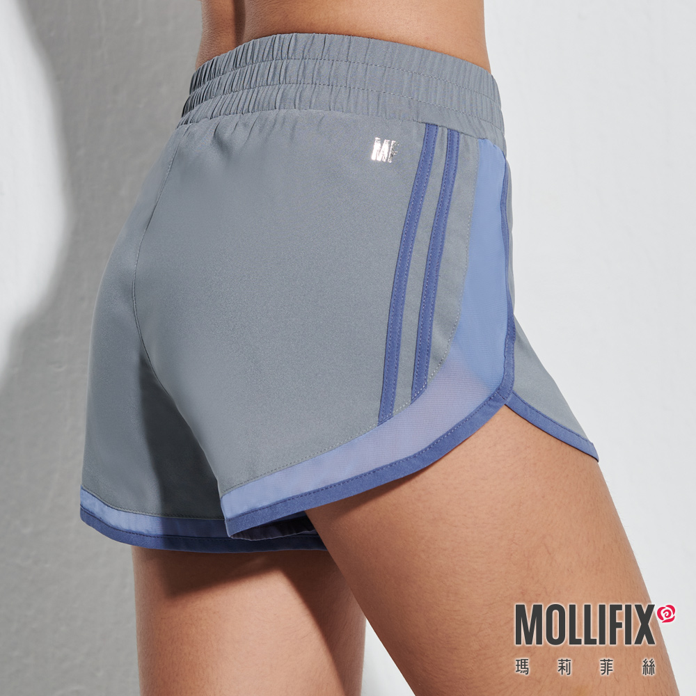 MOLLIFIX 輕量側條紋透紗運動短褲