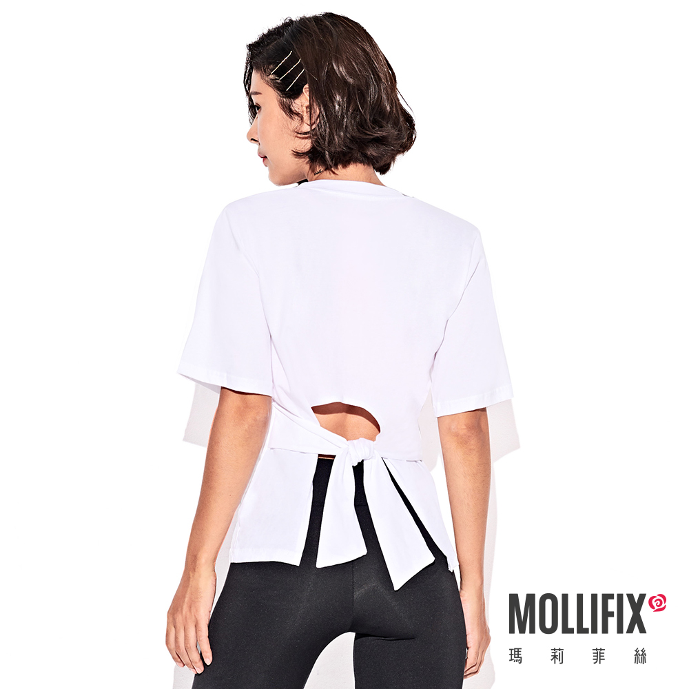 MOLLIFIX 後露腰綁結短袖上衣