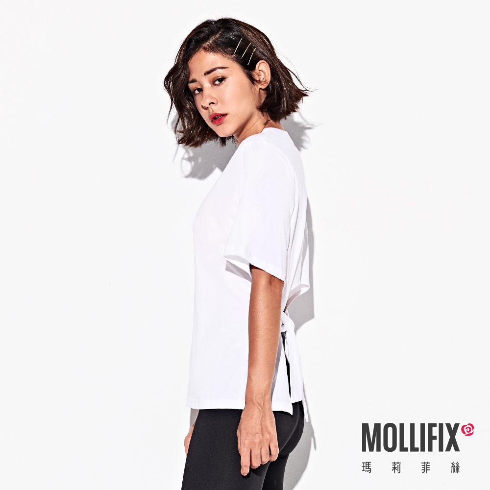 MOLLIFIX 後露腰綁結短袖上衣