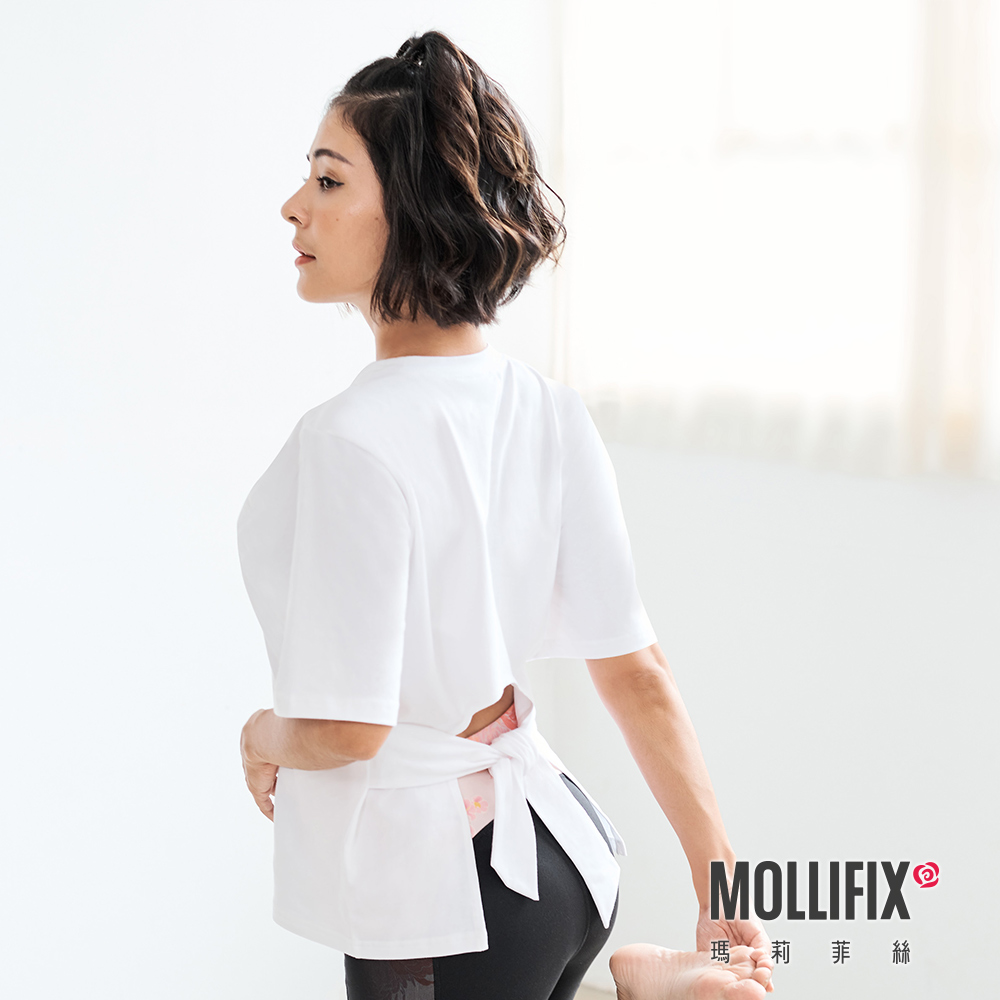 MOLLIFIX 後露腰綁結短袖上衣